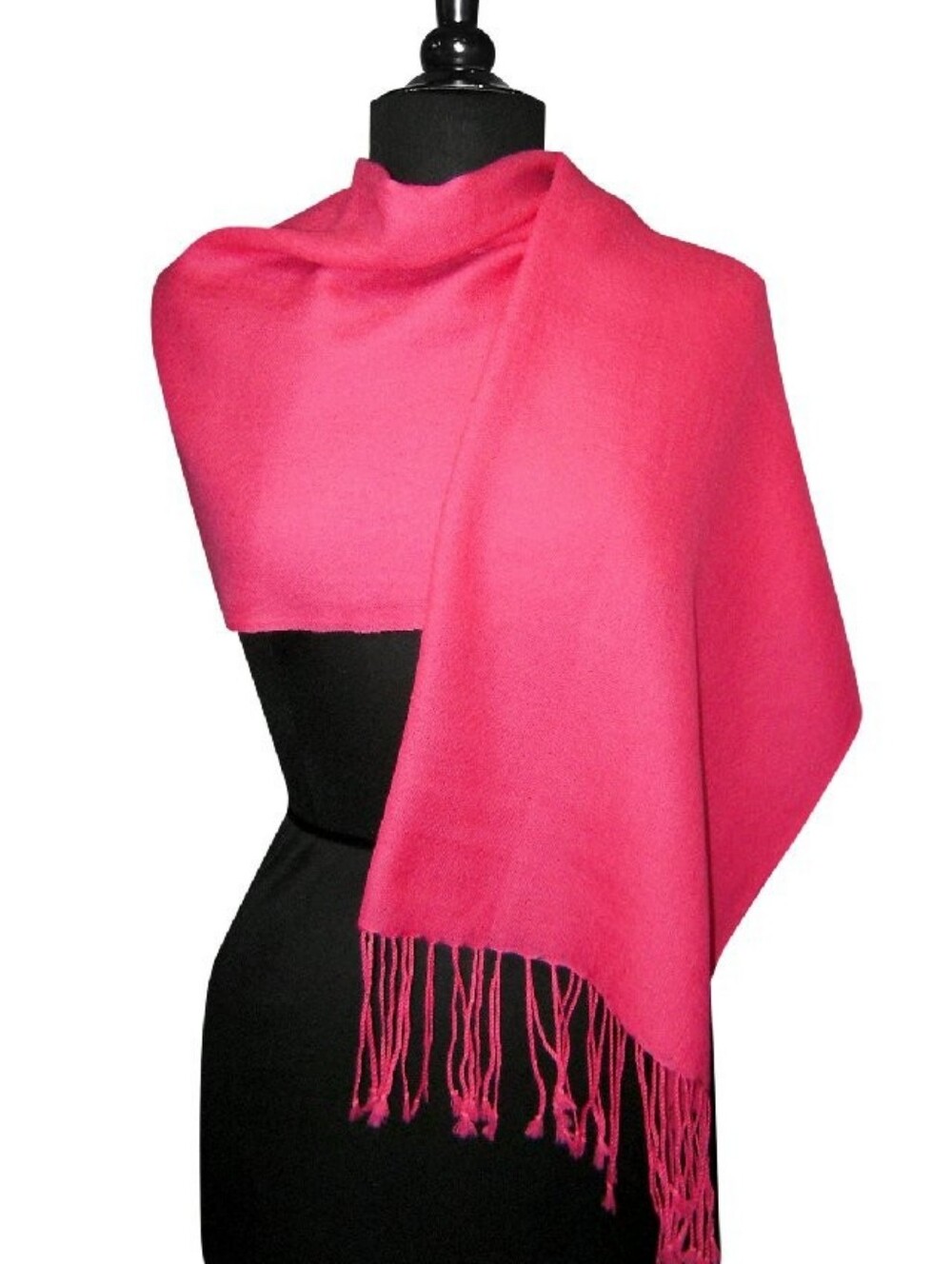 Oversized Fuchsia Hot Pink Pashmina Shawl Wrap Scarf Fringe 32x80 CC